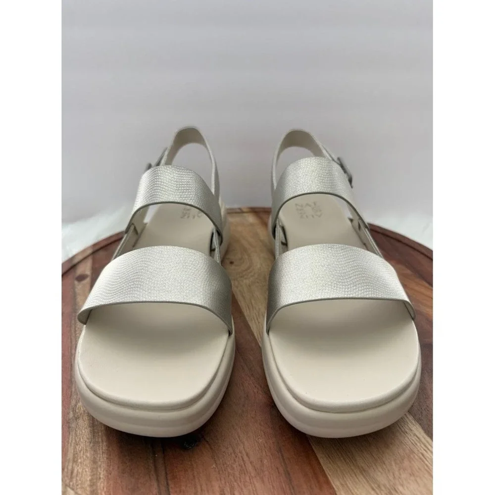 Naturalizer Coast Warm Silver Platform Sandals Womens 11M J0470S4020 New in Box